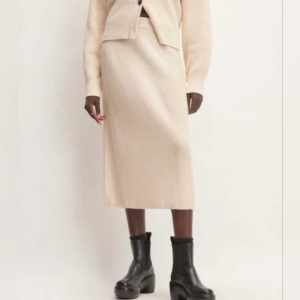 Everlane Organic Cotton Sweater Skirt In Canvas Xs
